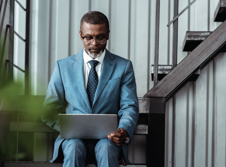 Man working on laptop